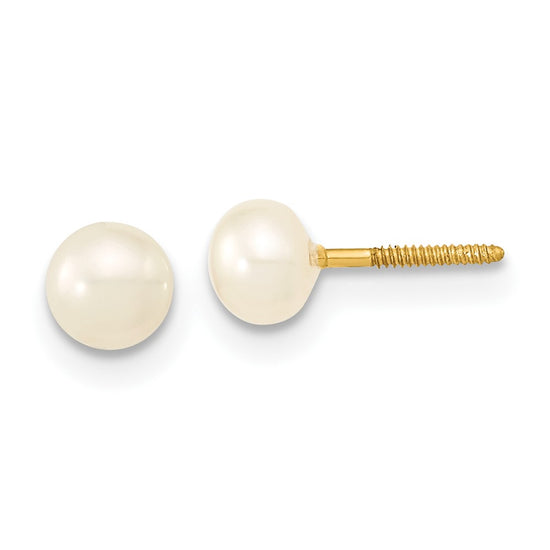 14k 3-5mm Semi-Round White Freshwater Cultured Pearl 12 inch Necklace / 4 inch Bracelet / Post Earrings 3-piece Set