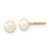 14k 3-5mm Semi-Round White Freshwater Cultured Pearl 12 inch Necklace / 4 inch Bracelet / Post Earrings 3-piece Set