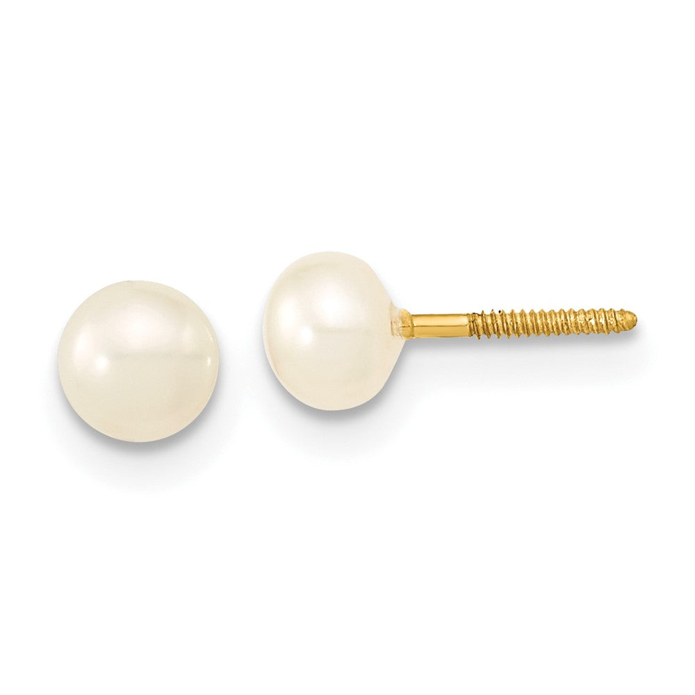 14k 3-5mm Semi-Round White Freshwater Cultured Pearl 12 inch Necklace / 4 inch Bracelet / Post Earrings 3-piece Set