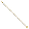 14k 3-5mm Semi-Round White Freshwater Cultured Pearl 12 inch Necklace / 4 inch Bracelet / Post Earrings 3-piece Set