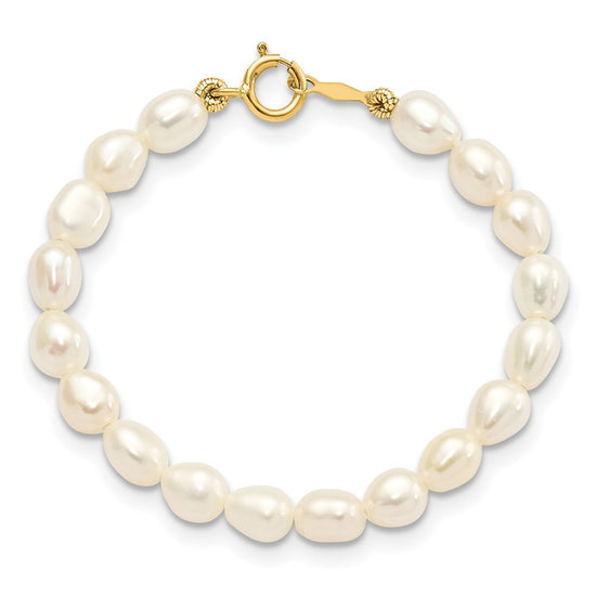 14k 3-5mm Semi-Round White Freshwater Cultured Pearl 12 inch Necklace / 4 inch Bracelet / Post Earrings 3-piece Set