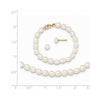 14k 3-5mm Semi-Round White Freshwater Cultured Pearl 12 inch Necklace / 4 inch Bracelet / Post Earrings 3-piece Set