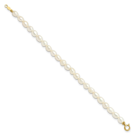 14k 3-5mm White Freshwater Cultured Pearl 14 inch Necklace, 5 inch Bracelet and Post Earrings Set