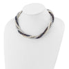 14k 6-7mm White/Gray/Black Near-Round Freshwater Cultured Pearl 3-Strand 18 inch Necklace