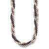 14k White Gold 6-7mm Pink/Gray/Black Near-Round Freshwater Cultured Pearl 3-Strand 18 inch Necklace