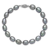14k White Gold 8-9mm Grey Rice Freshwater Cultured Pearl 7.25 inch Bracelet