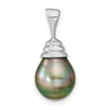 14k White Gold 9-10mm Black Teardrop Tahitian Saltwater Cultured Pearl Pendant