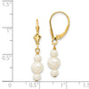 14k 3-3.5mm and 5-5.5mm White Semi-Round Freshwater Cultured Pearl Dangle Leverback Earrings