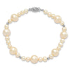 14k White Gold 5-9mm White Near-Round Freshwater Cultured Pearl Beaded 7.5 inch Bracelet