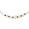 14k White Semi-Round Freshwater Cultured Pearl and Faceted 4.0GA Garnet Bead 18 inch Necklace