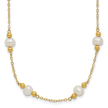 14k 5-6mm White Near-Round Freshwater Cultured Pearl Beaded 12-Station 18 inch Necklace
