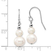 14k White Gold 6-9mm White Semi-round Freshwater Cultured Pearl Graduated Dangle Earrings