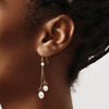 14k 6-7mm White Rice Freshwater Cultured Pearl and 4.0GA Garnet Double Chain Dangle Earrings