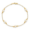 14k 5-6mm White Near-Round Freshwater Cultured Pearl Beaded 5-Station 7.5 inch Bracelet