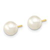 14k 6-7mm White Round Freshwater Cultured Pearl 7.25 inch with 1 Extender Bracelet/18 inch with 2 inch Extender Necklace/Button Earrings Set