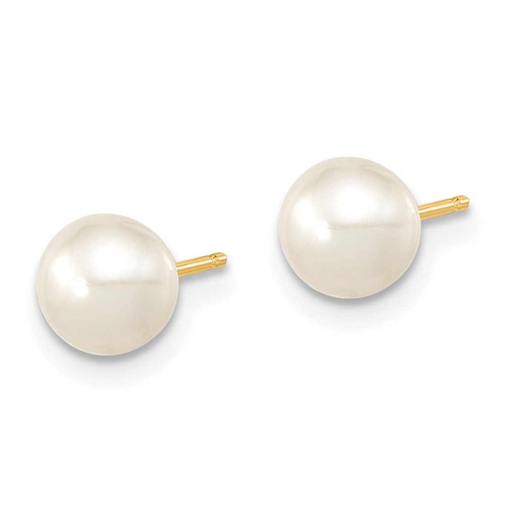 14k 6-7mm White Round Freshwater Cultured Pearl 7.25 inch with 1 Extender Bracelet/18 inch with 2 inch Extender Necklace/Button Earrings Set