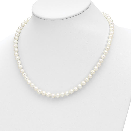 14k 6-7mm White Round Freshwater Cultured Pearl 7.25 inch with 1 Extender Bracelet/18 inch with 2 inch Extender Necklace/Button Earrings Set