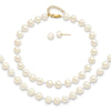 14k 6-7mm White Round Freshwater Cultured Pearl 7.25 inch with 1 Extender Bracelet/18 inch with 2 inch Extender Necklace/Button Earrings Set