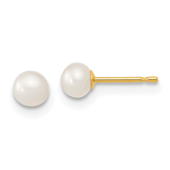 14k 4-5mm White Freshwater Cultured Pearl 14 inch Necklace with 1 inch Extender/5 inch Bracelet with 1 inch Extender/Post Earrings Set