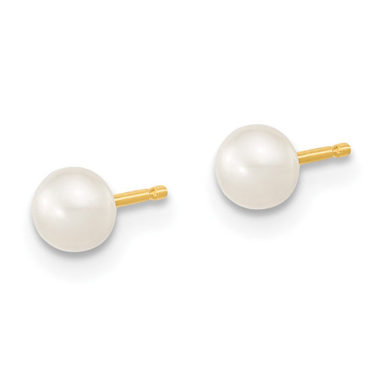 14k 4-5mm White Freshwater Cultured Pearl 14 inch Necklace with 1 inch Extender/5 inch Bracelet with 1 inch Extender/Post Earrings Set