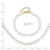 14k 4-5mm White Freshwater Cultured Pearl 14 inch Necklace with 1 inch Extender/5 inch Bracelet with 1 inch Extender/Post Earrings Set