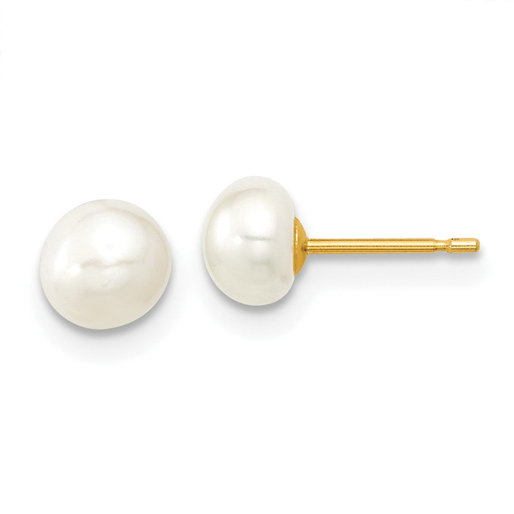 14k 5-6mm White Freshwater Cultured Pearl 14 inch Necklace / 5 inch Bracelet / Post Earrings 3-piece Set