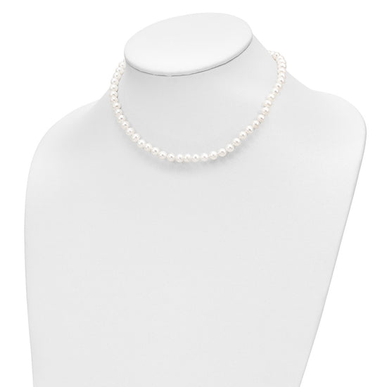 14k 5-6mm White Freshwater Cultured Pearl 14 inch Necklace / 5 inch Bracelet / Post Earrings 3-piece Set