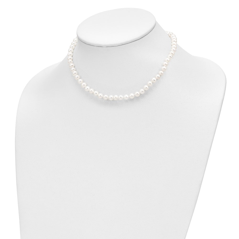 14k 5-6mm White Freshwater Cultured Pearl 14 inch Necklace / 5 inch Bracelet / Post Earrings 3-piece Set
