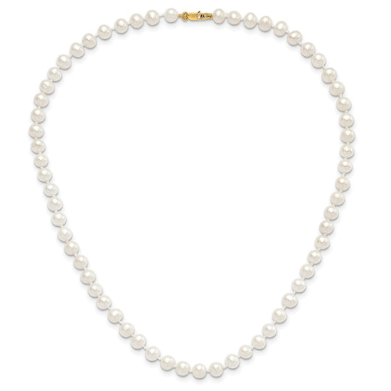 14k 5-6mm White Freshwater Cultured Pearl 14 inch Necklace / 5 inch Bracelet / Post Earrings 3-piece Set