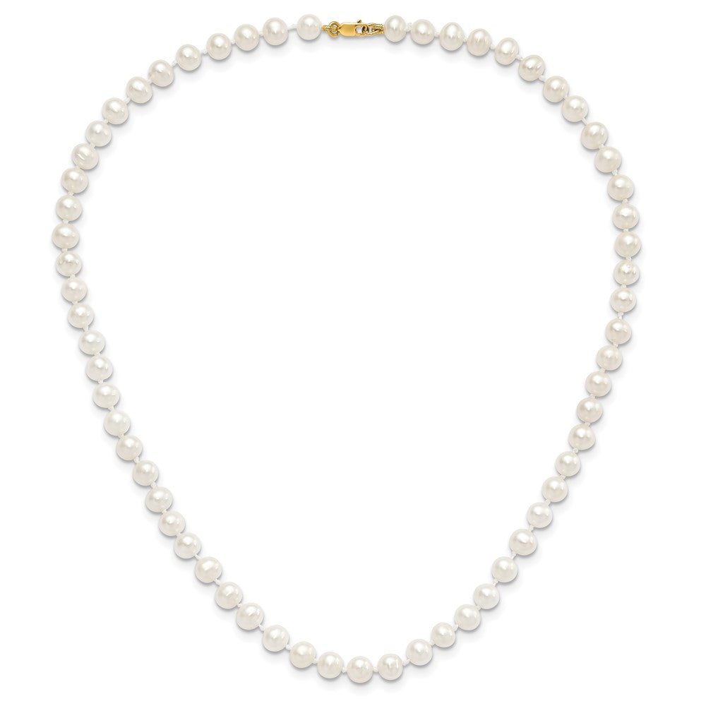 14k 5-6mm White Freshwater Cultured Pearl 14 inch Necklace / 5 inch Bracelet / Post Earrings 3-piece Set
