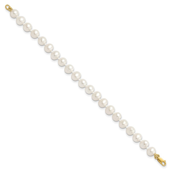 14k 5-6mm White Freshwater Cultured Pearl 14 inch Necklace / 5 inch Bracelet / Post Earrings 3-piece Set