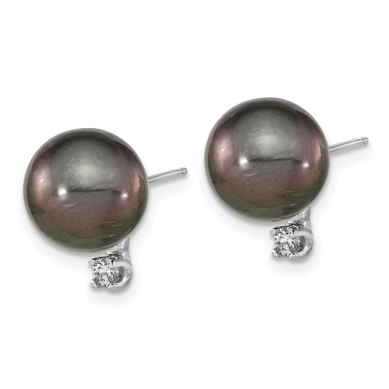 Gold Tahitian Pearl with Diamond Earrings