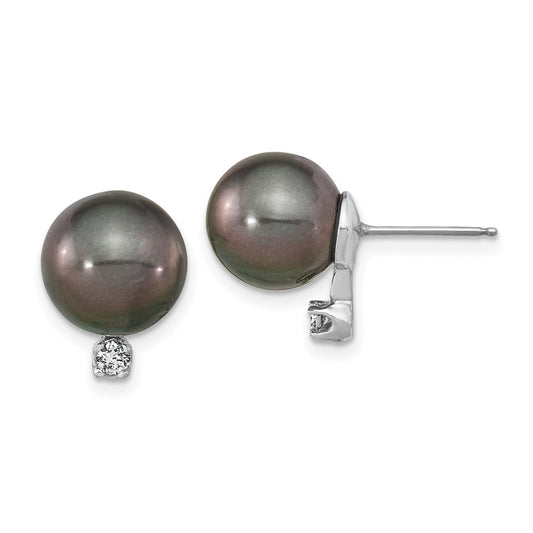 Gold Tahitian Pearl with Diamond Earrings