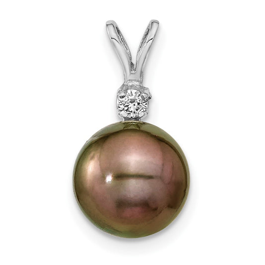 Gold Tahitian Cultured Pearl with Diamond Pendant