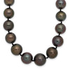 14k White Gold 9-12mm Black Semi-Round Tahitian Saltwater Cultured Pearl Graduated 19 inch Necklace