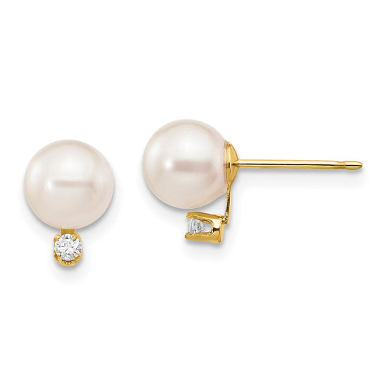 Saltwater Akoya Pearl & Diamond Post Earrings