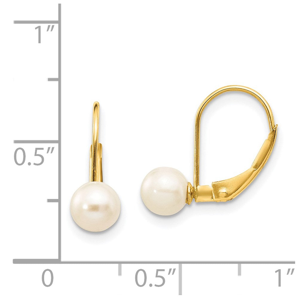 Fresh Water Cultured Round Pearl Leverback Earrings