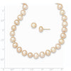 14k 7-8mm Pink Near-Round Freshwater Cultured Pearl 18 inch Necklace and Button Earring Set