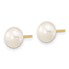 14k 7-8mm White Near-Round Freshwater Cultured Pearl 18 inch Necklace and Button Earrings Set