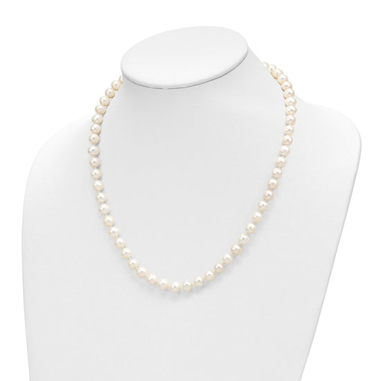14k 7-8mm White Near-Round Freshwater Cultured Pearl 18 inch Necklace and Button Earrings Set