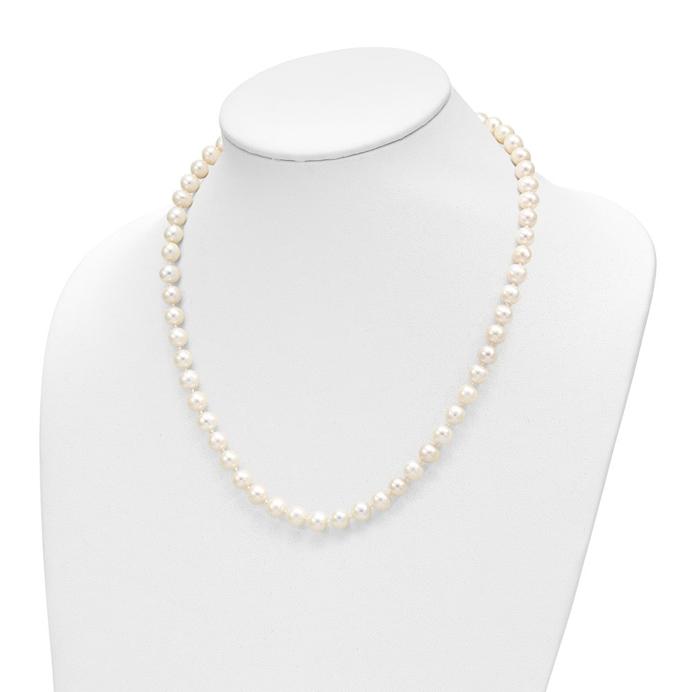 14k 7-8mm White Near-Round Freshwater Cultured Pearl 18 inch Necklace and Button Earrings Set