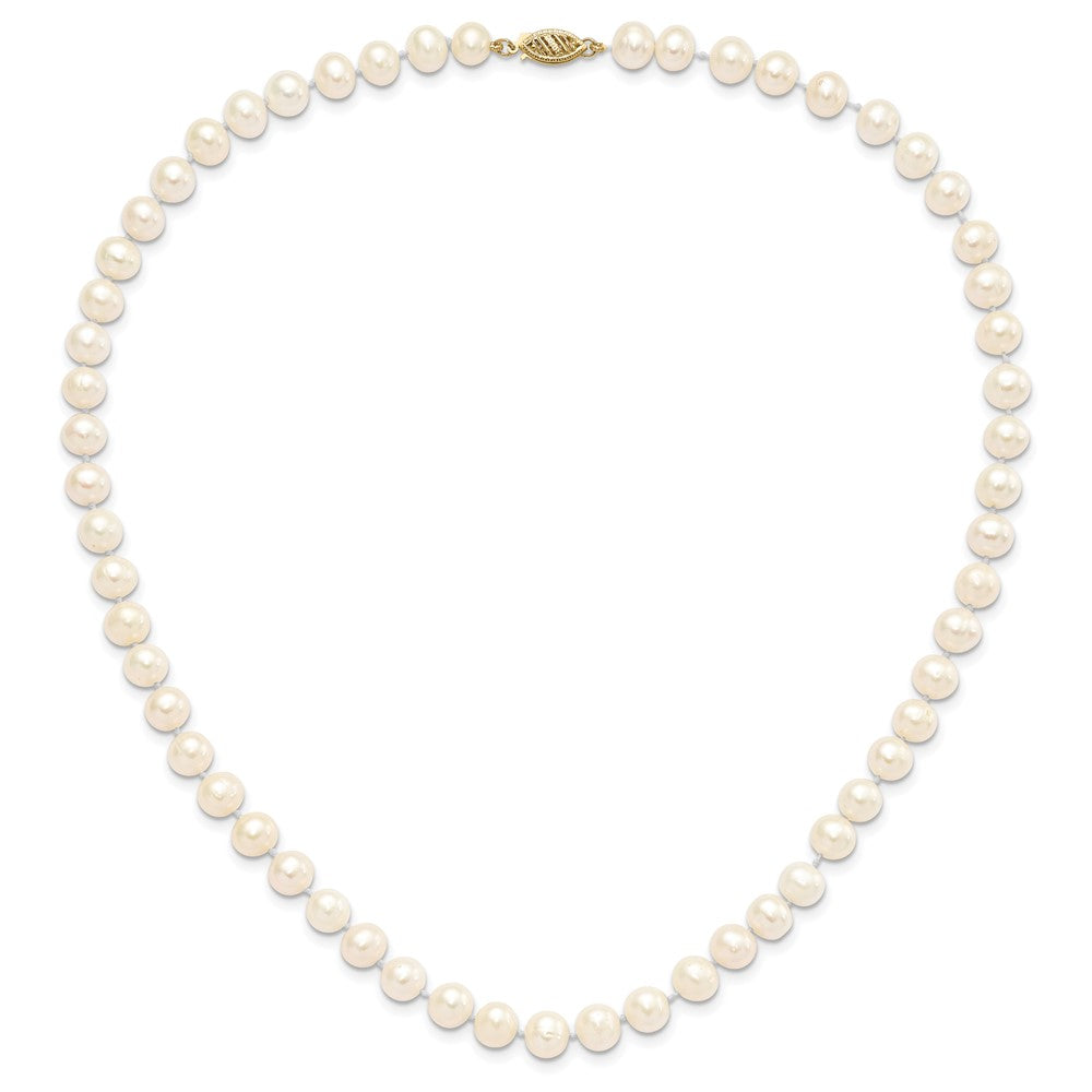 14k 7-8mm White Near-Round Freshwater Cultured Pearl 18 inch Necklace and Button Earrings Set