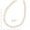 14k 7-8mm White Near-Round Freshwater Cultured Pearl 18 inch Necklace and Button Earrings Set