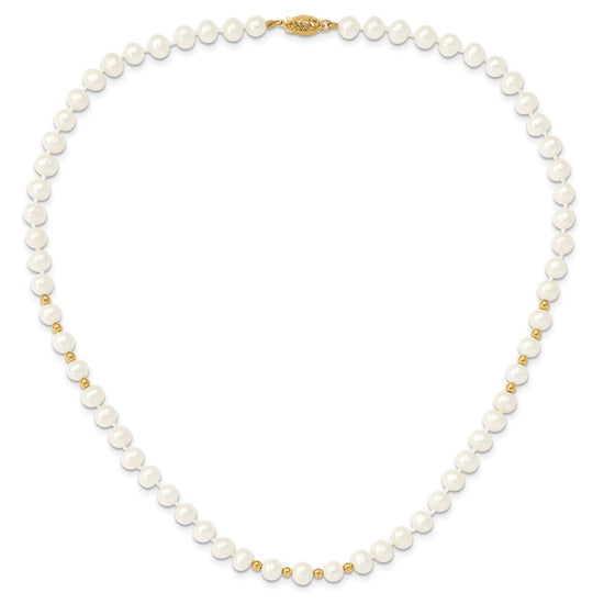 14k 6-7mm White Semi-Round Freshwater Cultured Pearl 18 inch Necklace/7.25 in Bracelet/Button Post Earrings Set