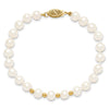 14k 6-7mm White Semi-Round Freshwater Cultured Pearl 18 inch Necklace/7.25 in Bracelet/Button Post Earrings Set