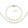 14k 6-7mm White Semi-Round Freshwater Cultured Pearl 18 inch Necklace/7.25 in Bracelet/Button Post Earrings Set