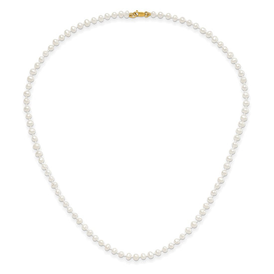 14k 3-4mm White Freshwater Cultured Pearl 14 inch Necklace, 5 inch Bracelet and Post Earrings Set