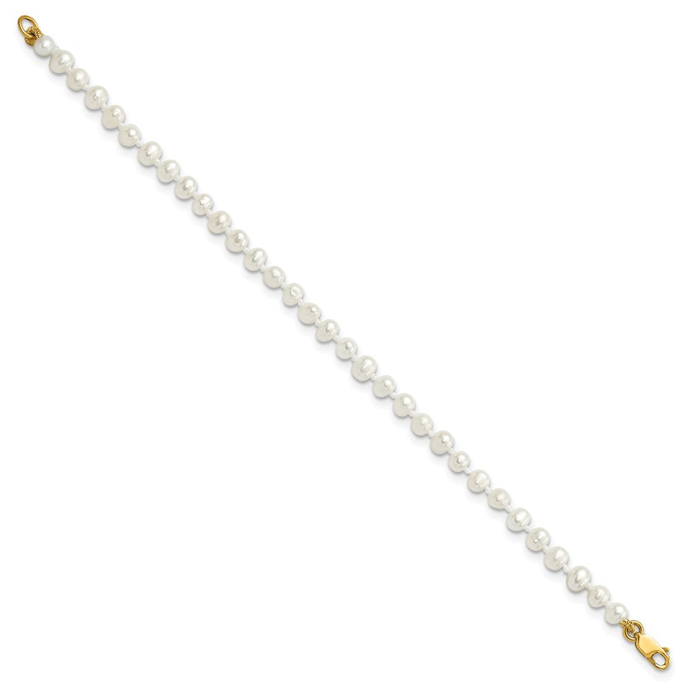 14k 3-4mm White Freshwater Cultured Pearl 14 inch Necklace, 5 inch Bracelet and Post Earrings Set