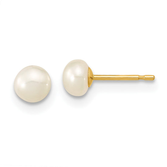 14k 4-5mm White Freshwater Cultured Pearl 14 inch Necklace / 5 inch Bracelet / Post Earrings 3-piece Set