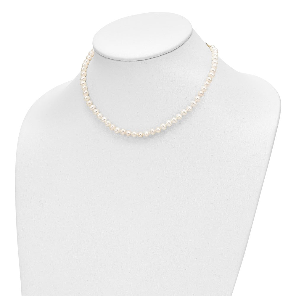 14k 4-5mm White Freshwater Cultured Pearl 14 inch Necklace / 5 inch Bracelet / Post Earrings 3-piece Set